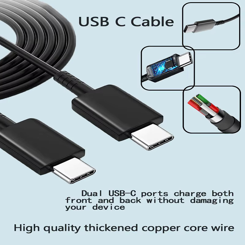 PD 45W Dual USB-C Schnellladekabel 5A mit Datenübertragung in Schwarz - Bild 5