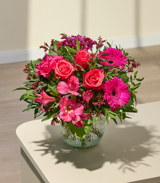 Blume2000 Pink Poesie Blumenstrauß Pink Rose Gerbera Nelke Chrysantheme - Bild 1