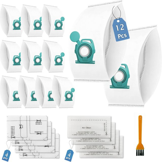 Miele Staubsauger Zubehör Set mit 12 Staubsaugerbeuteln, 4 Motorfiltern, 4 Abluftfiltern und einer Reinigungsbürste für Guard S1, TU Guard L1, CO Guard M1 und S8380 - Bild 1