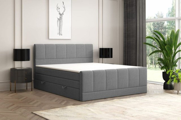 Boxspringbett Dublin von Möbel Punkt mit Bettkasten und Taschenfederkern in Anthrazit, B/T/H: 180 x 200 x 112 cm