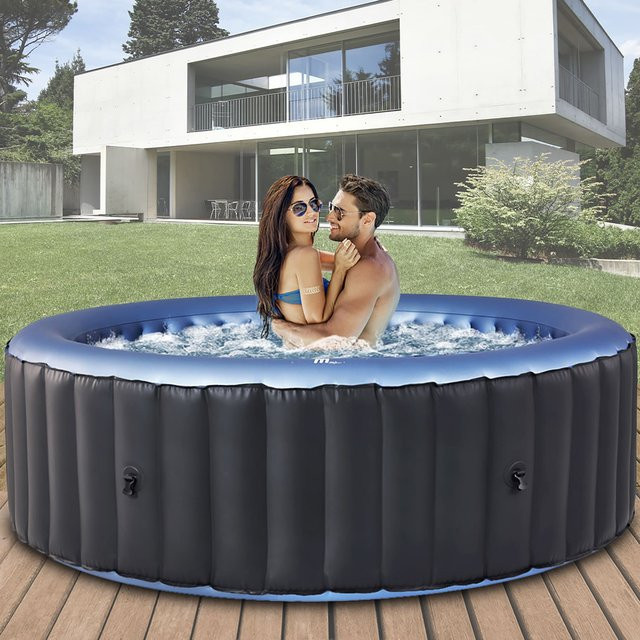 MSpa Whirlpool Comfort Bergen C-BE041 aufblasbarer Outdoor-Whirlpool für 4 Personen in Anthrazit und Blau - Bild 1