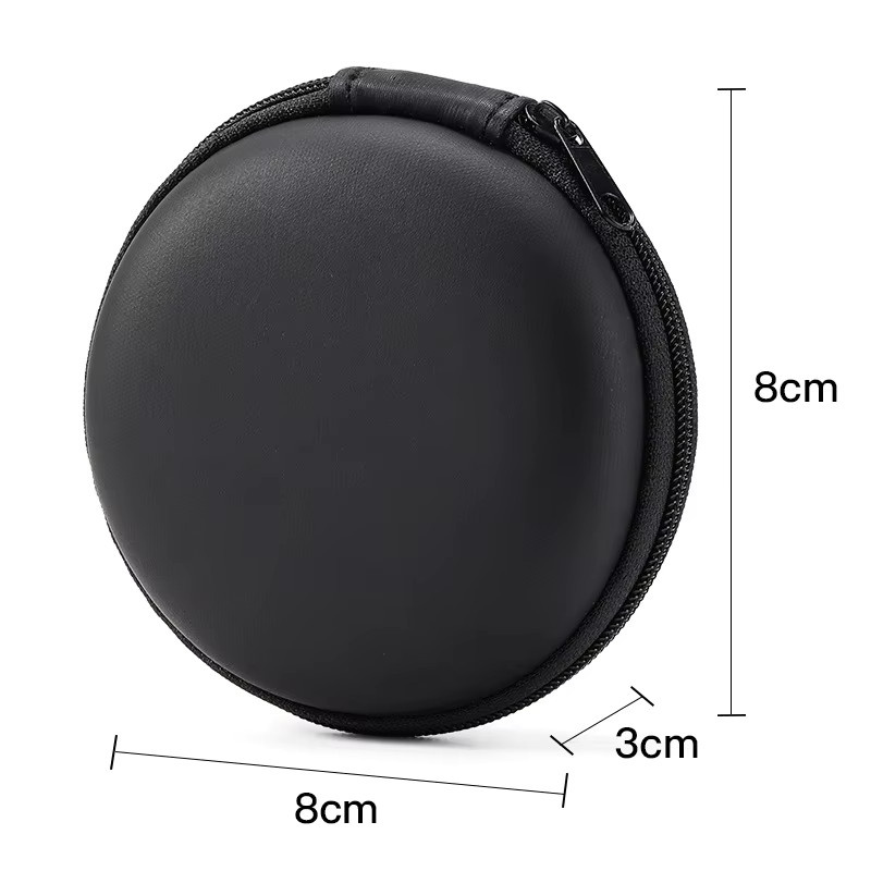 2 Stück vaiquela Kopfhörer-Aufbewahrungsbox aus PU Leder, tragbare Mini Hartschalen-Tasche für Kopfhörer, Zubehör, Ohrhörer, Speicherkarten und USB-Kabel in Schwarz - Bild 3