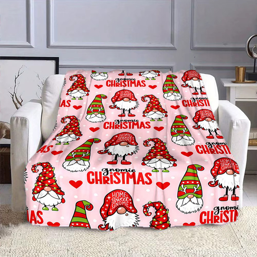 Gemütliche Flanelldecke mit Weihnachtszwerg Motiv aus Polyester für Erwachsene - Bild 3