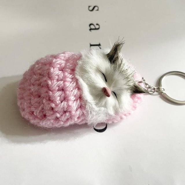 Linyi toy Katzen-Schlüsselanhänger Plüsch, weiß, Kinder - Bild 1
