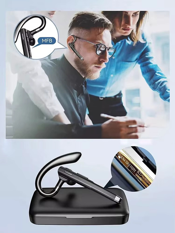 occkic Bluetooth 5.3 Headset mit Geräuschunterdrückung und Digitalanzeige in Schwarz für LKW-Fahrer und Business sowie Sport - Bild 7