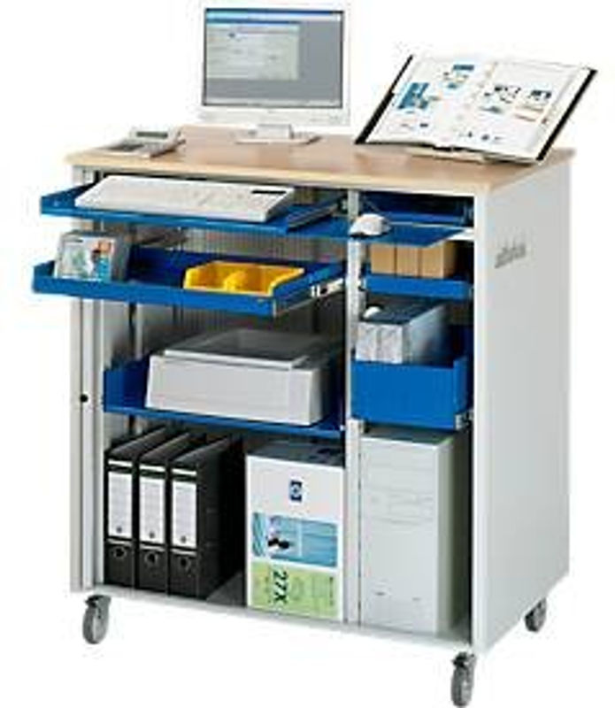 RAU Computer-Station adlatus Typ 6001 fahrbar mit Rolladen und Innenschubladen, B/T/H: 103,0 x 66,0 x 110,0 cm - Bild 3