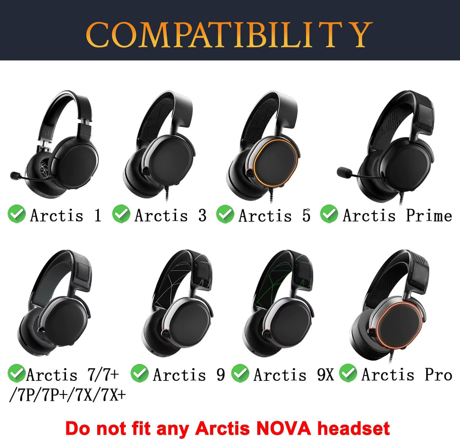 Steelseries Arctis Pro Ersatz-Ohrpolster aus Stoff in Schwarz für Arctis 1 3 5 7 7P 7X 7P+ 7X+ 9 9X Pro Prime Headsets - Bild 2