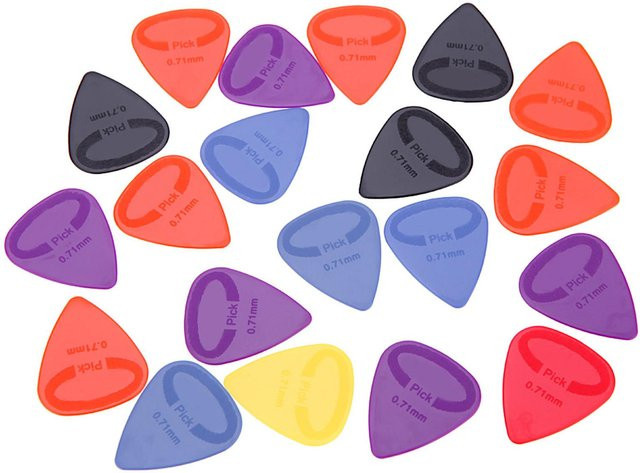 Alice AP G Nylon-Gitarrenplektren, 20 Stück, 0,71 mm, Grau/Mehrfarbig - Bild 1