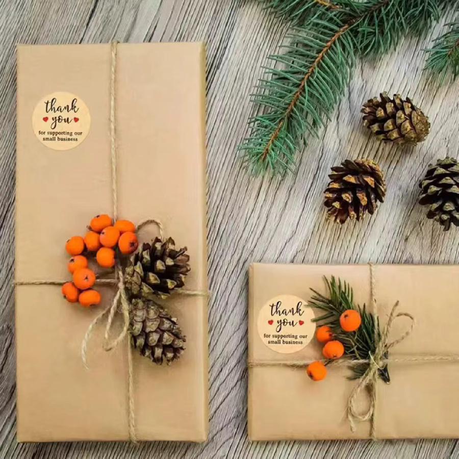 500 Stück Dankeschön-Aufkleber aus braunem Kraftpapier für Hochzeiten, Geburtstage und DIY-Geschenke - Bild 2