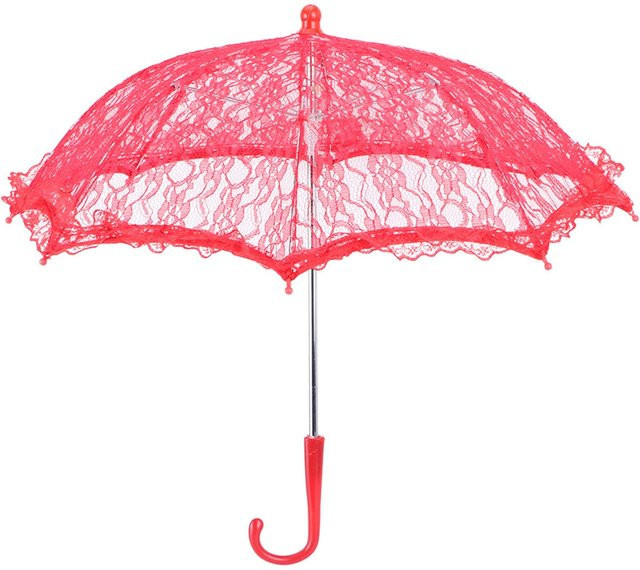 TOMTOP JMS Spitzen-Hochzeitsschirm mit floraler Stickerei in Rot und Weiß für Brautpartys und Foto-Requisiten - Bild 1