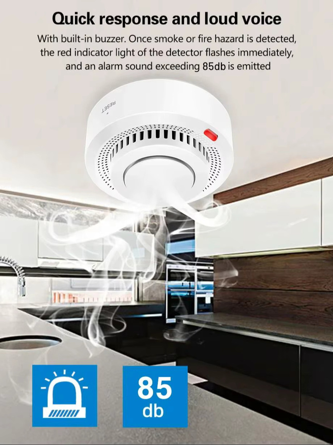 Tuya Smart WiFi Rauchmelder in Weiß mit 360 Grad Erkennung und Fernüberwachung, kompatibel mit Alexa und Google Home - Bild 2