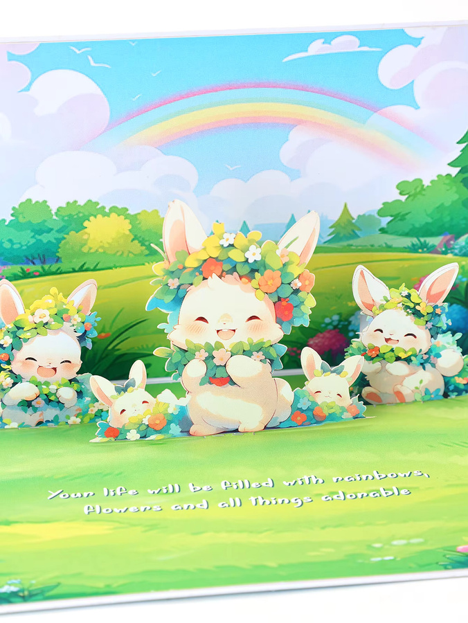 Opjoys 3D Osterhasen-Popup-Karte aus Papier in Mehrfarbig mit floralem Design - Bild 2