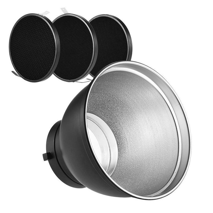 Igeteck Reflektor Diffusor Lampenschirm Schale mit Wabengitter aus Aluminium in Schwarz oder Silber - Bild 2