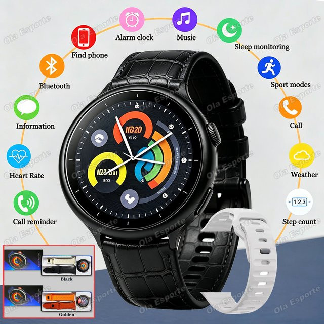 Ola Esporte Smartwatch, Schwarz, Leder, 1,5 Zoll, Bluetooth - Bild 1