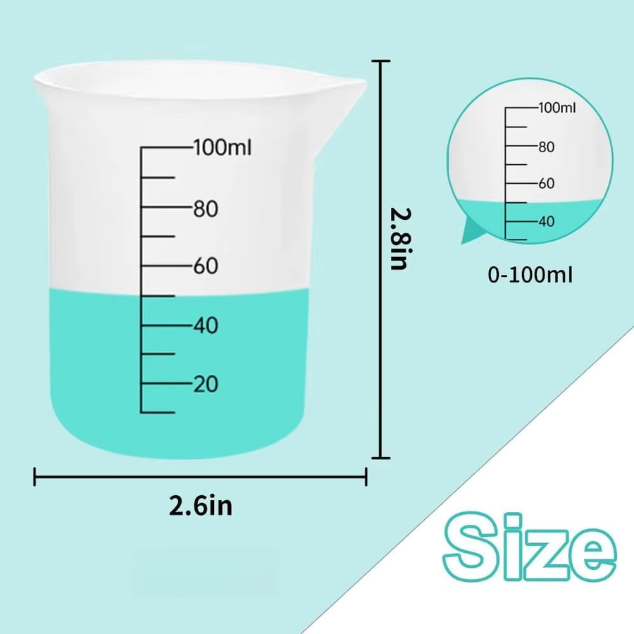 yzyart Silikon-Messbecher Set mit Doppelskala ml/oz, 3 Stück, 100 ml, antihaftbeschichtete Mischwerkzeuge für Epoxidharz, Schmuck, Gießen und Wachsen - Bild 1