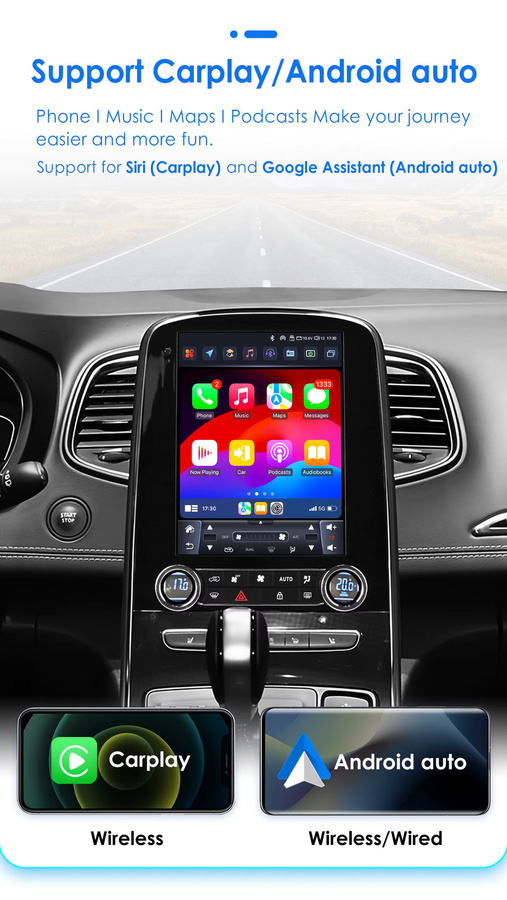OSSURET 9,7 Zoll Android 13 Autoradio für Renault Scenic 2013-2024 mit 360-Grad-Carplay, 8-Kern-Prozessor, GPS und 4G Mobilfunk, Schwarz - Bild 2
