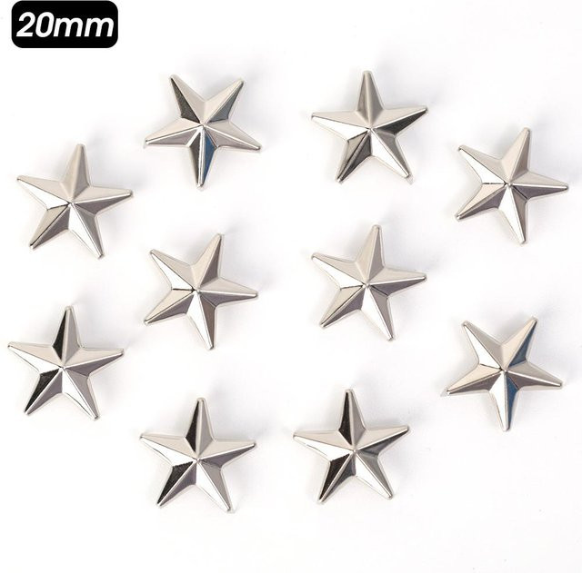 100 Stück Sternnieten aus Stahl in Silber für Lederhandwerk und DIY-Dekoration mit den Größen 20 mm, 15 mm, 10 mm und 7 mm - Bild 1