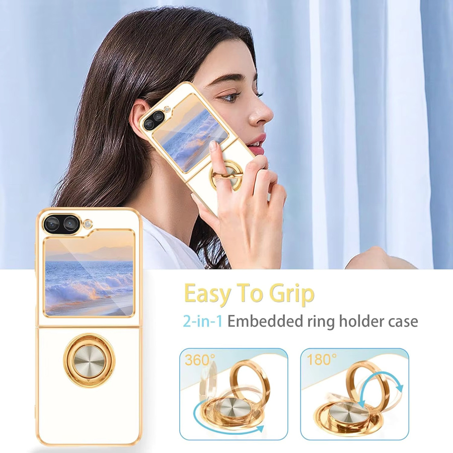 Stoßfeste Samsung Galaxy Z Flip Handyhülle mit Magnet-Ringhalter und Auto-Magnetständer in GrayBlue für Samsung Galaxy Z Flip 7, 6, 5, 4 und 3 - Bild 5