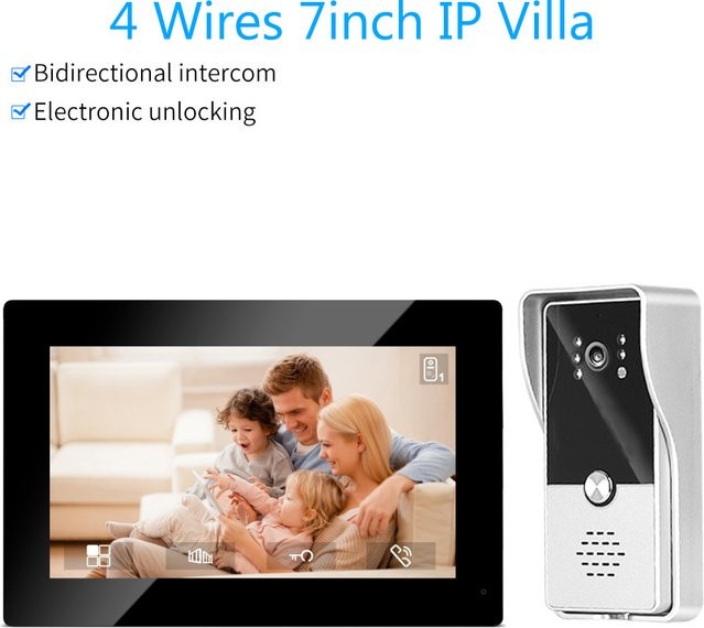 Asia-Teco Video-Gegensprechanlagen-Kit mit 720P Kamera, kabelgebundene Video-Türklingel mit IR-Kamera und Ruftafel für Haus und Villa, 4-Draht-System - Bild 1