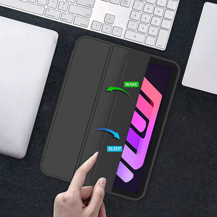 Zair Magnetische Smart Cover Hülle für iPad Mini 7 (2024) A17 Pro und iPad Mini 6 (2021) 8,3 Zoll mit weicher Silikon-Rückschale in Grau oder Schwarz - Bild 3