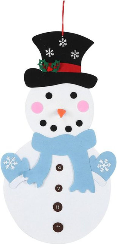 TOMTOP JMS DIY Filz Schneemann Bastelset für Kinder als hängende Weihnachtsdekoration in Weiß und Mehrfarbig mit blauem Schal - Bild 1