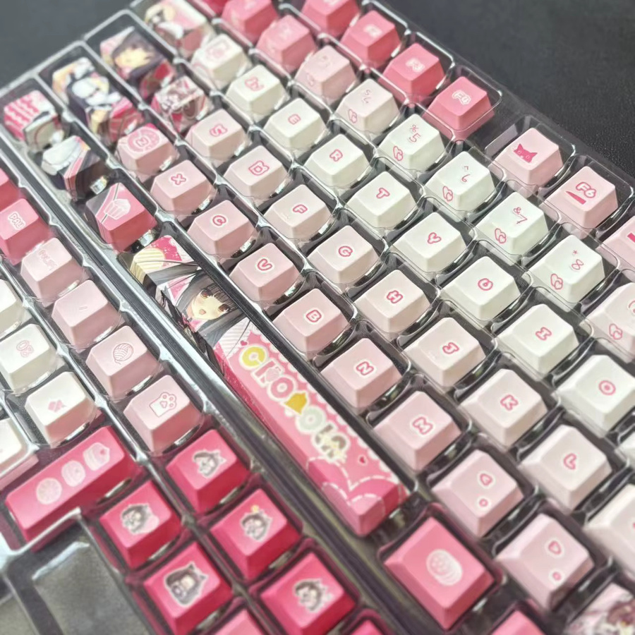 Nekopara Chocola Anime Tastenkappen Set mit 122 Tasten im Kirschprofil für mechanische Tastaturen in Pink - Bild 4