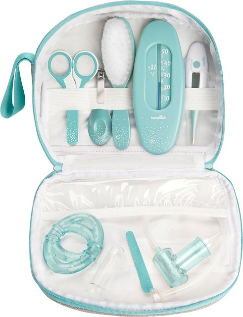Babymoov 8-tlg. Babypflege-Set mit Kulturbeutel und Thermometer in Türkis/Mehrfarbig - Bild 1