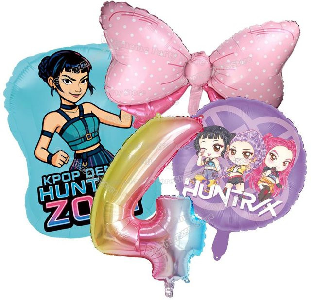 Yiran toy 1 Kpop Dämonenjäger Geburtstag Ballons Set für Mädchen mit Zahlenballons in Mehrfarbig - Bild 1