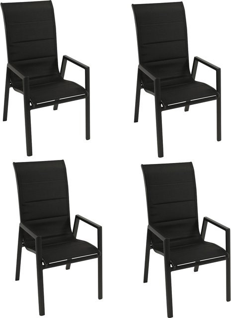 DEGAMO Stapelsessel LAGOS Hochlehner Set aus 4 Stück, Aluminium anthrazit mit schwarzem Kunstgewebe gepolstert - Bild 1