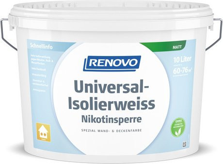 RENOVO Universal Isolierweiss Nikotinsperre, matt, Weiss, 10,0 l - Bild 1