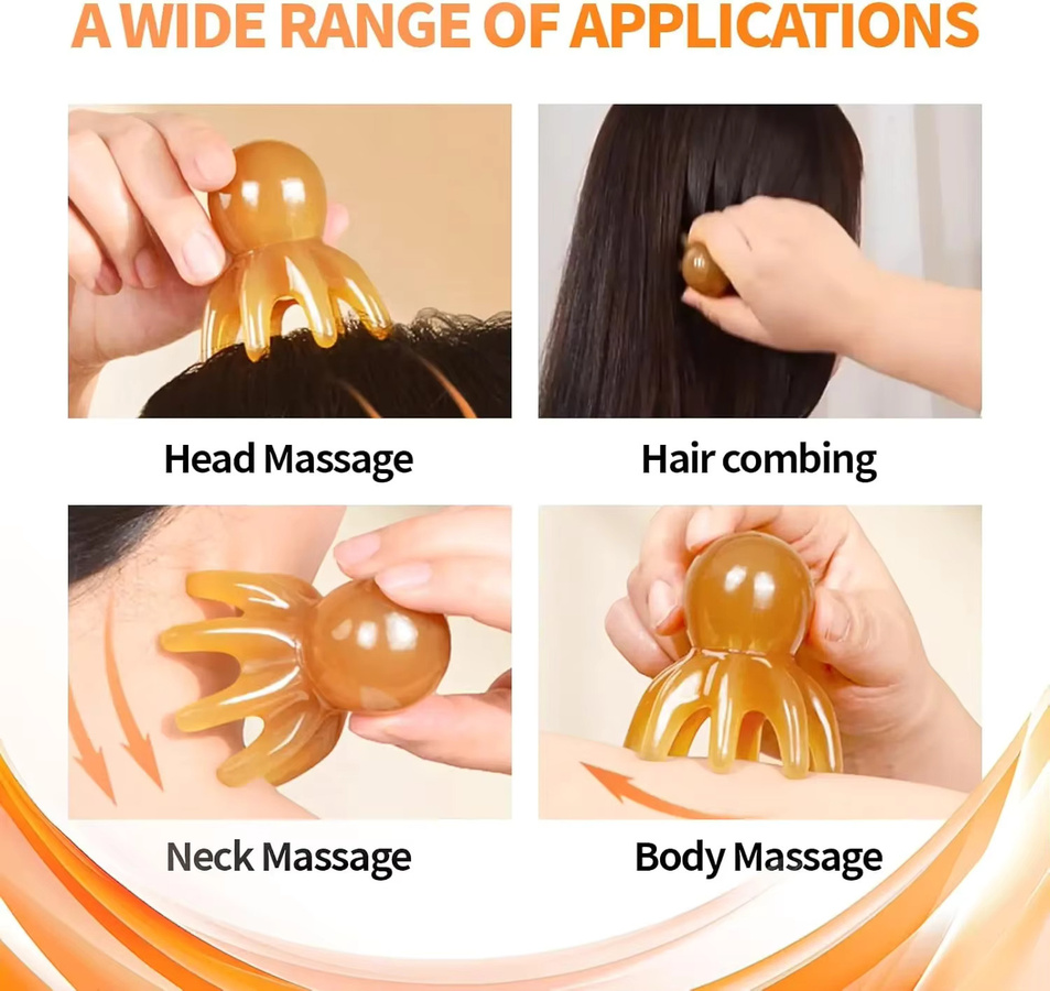 trebalena Oktopus-Massagekamm mit Harzkopf, Unisex - Bild 3