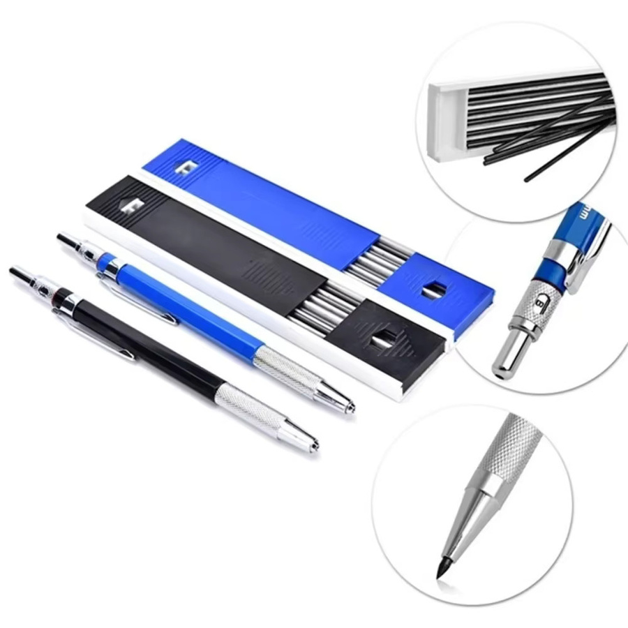 STONEGO Druckbleistift-Set aus Metall in Schwarz mit 12 Stück 2B Graphit-Minen, 2,0 mm - Bild 1