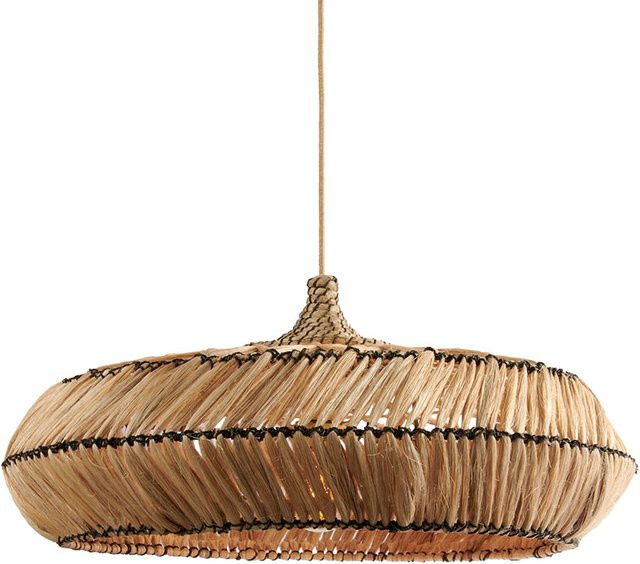Good&Mojo Rinjani L Pendelleuchte aus Abaca in Schwarz und Beige - Bild 1