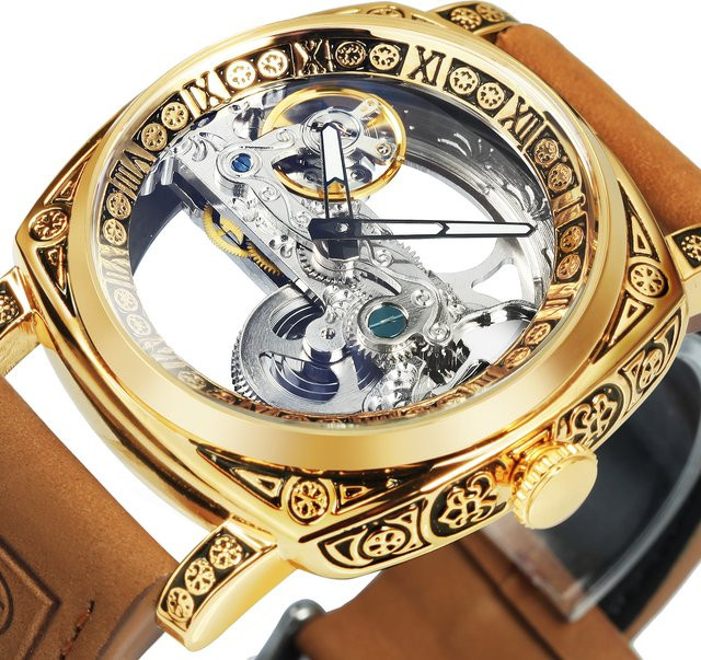 Forsining Armbanduhr, Automatik, Edelstahl, Leder, Eckig, Herren - Bild 1