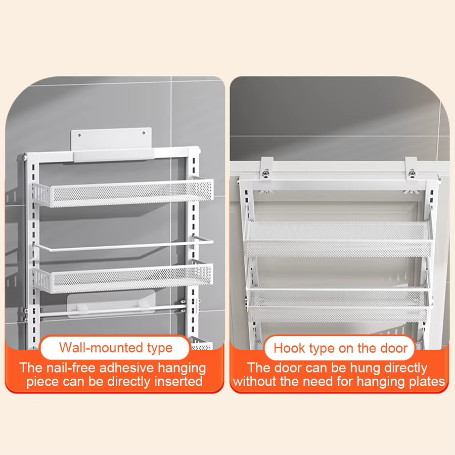 HiMISS 6-stufiger Über-der-Tür-Organizer aus Metall für die Vorratskammer, Hänge- und Wandmontage, Weiß, B/T/H: 44,0 x 126,0 cm - Bild 3