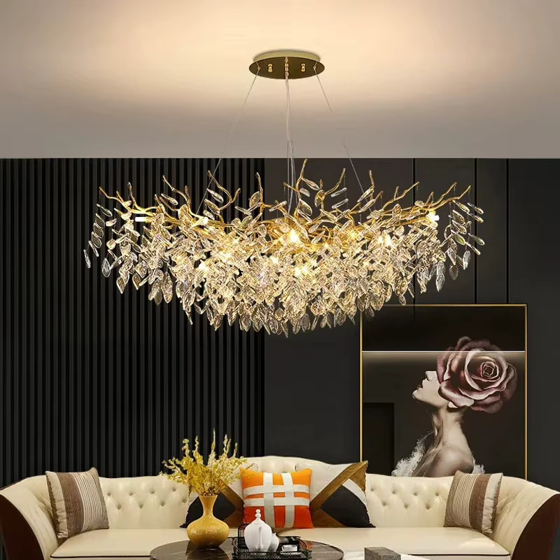 YongYing Lumin LED-Pendelleuchte aus Kristall und Metall in Gold oder Silber für Esszimmer und Schlafzimmer - Bild 4