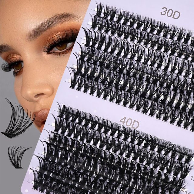 BLL.cf Volumen-Cluster-Wimpern, 3D-Russischer Stil, 12 Reihen, 12–16 mm, 30/40D-Mix - Bild 1