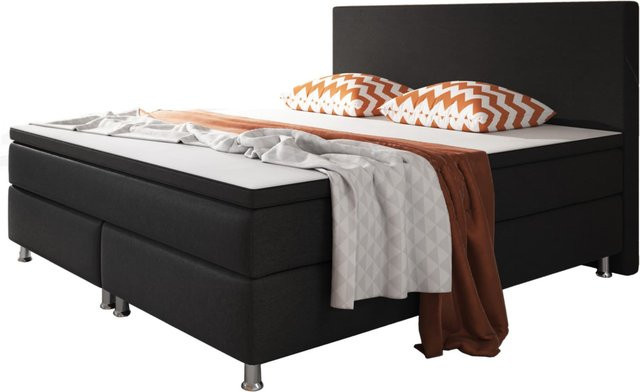Inter Trading Boxspringbett Berlin in Schwarz mit Webstoff, B/T: 180 x 200 cm - Bild 1