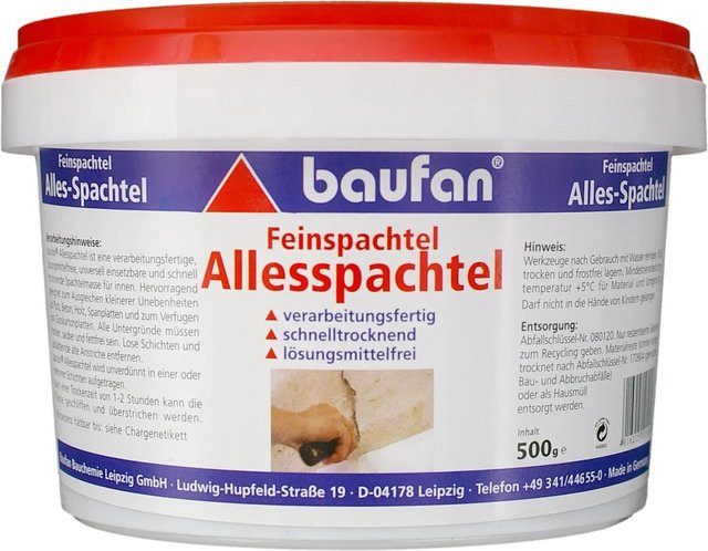 Baufan Allesspachtel in Weiß, 500 g - Bild 1