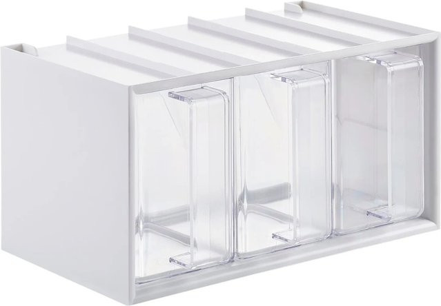 SOTECH Schüttenkasten mit 3 Schütten und Griffen, Transparent, B: 26,7 cm, T: 14,6 cm, H: 15,0 cm - Bild 1