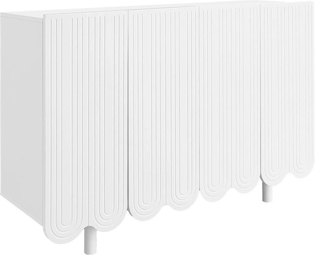 okwish Sideboard Modern mit tropfenförmigen Türen und Pufferscharnieren, Weiß matt, B/T/H: 120 x 37,5 x 80,8 cm - Bild 1