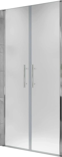 AICA Duschtür Doppeltür Nischentür Schwingtür aus Milchglas mit Glasschutzfolie, B: 100 cm, H: 195 cm - Bild 1