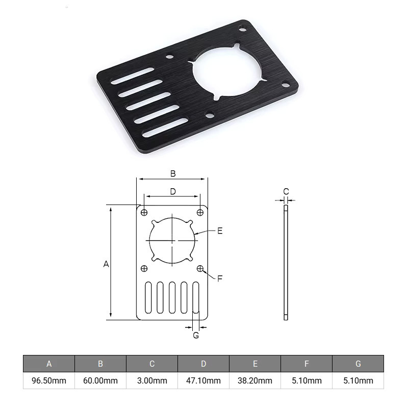 Openbuilds NEMA 23 Schrittmotor-Montageplatte aus Aluminium in Schwarz - Bild 2