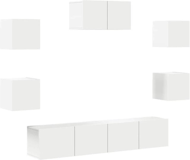 7-teiliges vidaXL TV-Schrank-Set in Weiß aus Holzwerkstoff für dein Wohnzimmer - Bild 1