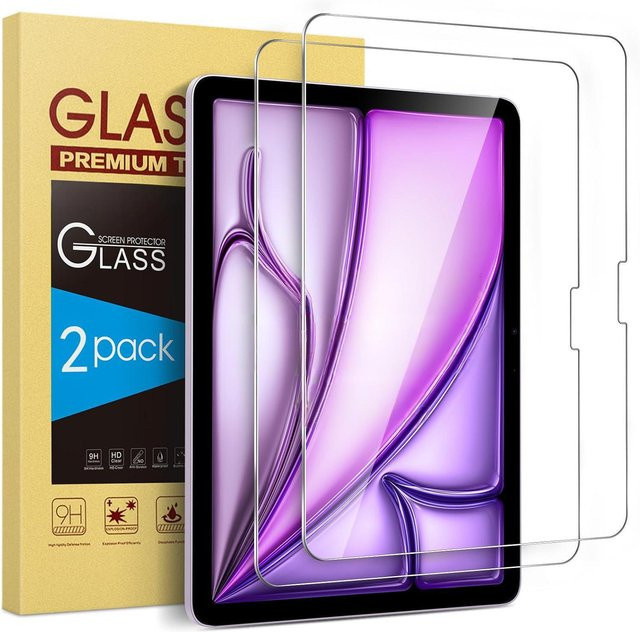 QIJUN 2er Pack Displayschutz aus 9H gehärtetem Glas für iPad Air 13 Zoll 2024 2025 M2 M3 A2899 A3269 transparent - Bild 1
