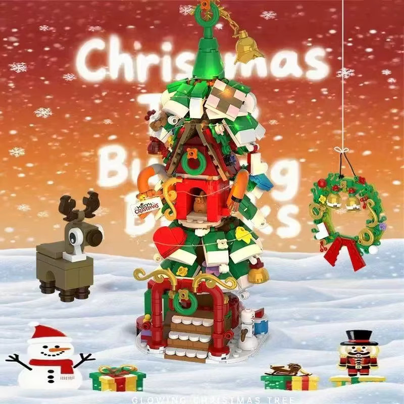 JAKI Weihnachtsbaumhaus Weihnachtsmann-Modellbaugruppe DIY-Bausteine in Mehrfarbig - Bild 3