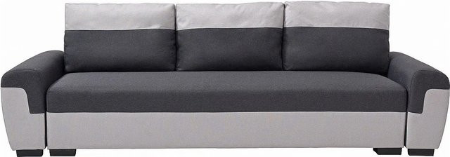 Vente-unique Schlafsofa Gaby in Anthrazitgrau mit Stoffbezug, Breite: 260 cm - Bild 1