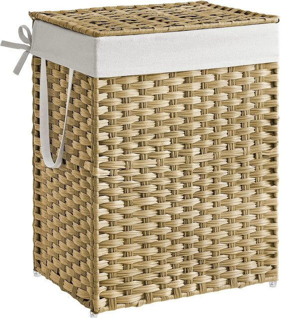 Songmics Wäschesammler Eliott mit Deckel und herausnehmbarem Beutel, Natur/Beige, B/T/H: 60,0 x 40,0 x 90,0 cm - Bild 1