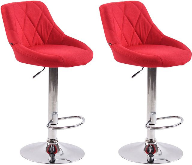 TPFLiving 2er Set Barhocker Lazius mit Stoffbezug in Rot und Metallgestell in Chromoptik - Bild 1
