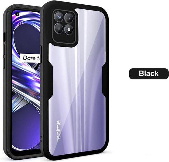 360 Grad Vollschutz Bumper Hülle mit Displayschutz für Realme C33 C30 C25S C21 sowie Realme 9 8 7 6 Pro Plus 9i 8i 7i in Schwarz und Transparent - Bild 1